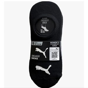 NWT Puma Women's No Show Socks 8 Pairs, Black, Gray, White 5-9.5